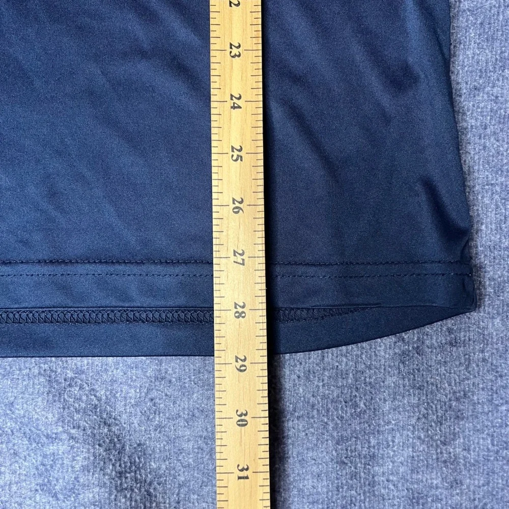 Collars & Co Mens Medium Navy Blue Long Sleeve Performance Polo Dress Shirt